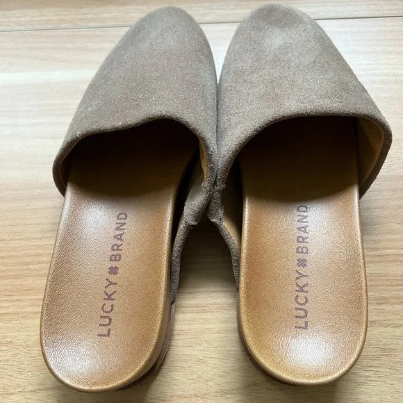Lucky Brand Taupe Suede Mules - Picture 6 of 9